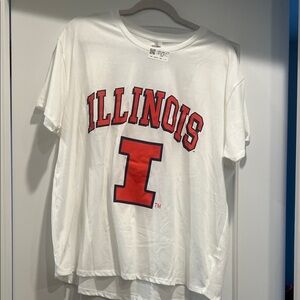 Illinois White T-Shirt with Orange Logo